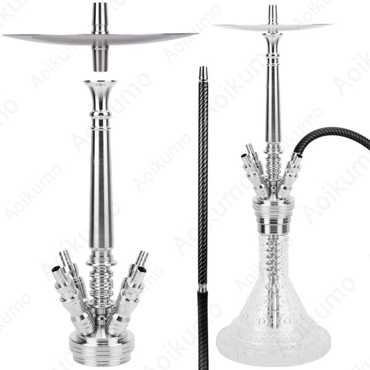 Portable Hookah Set Stainless Steel Four Pipe Shisha Hookah Narguile Sheesha Chicha Cachimbas Nargile Kitit