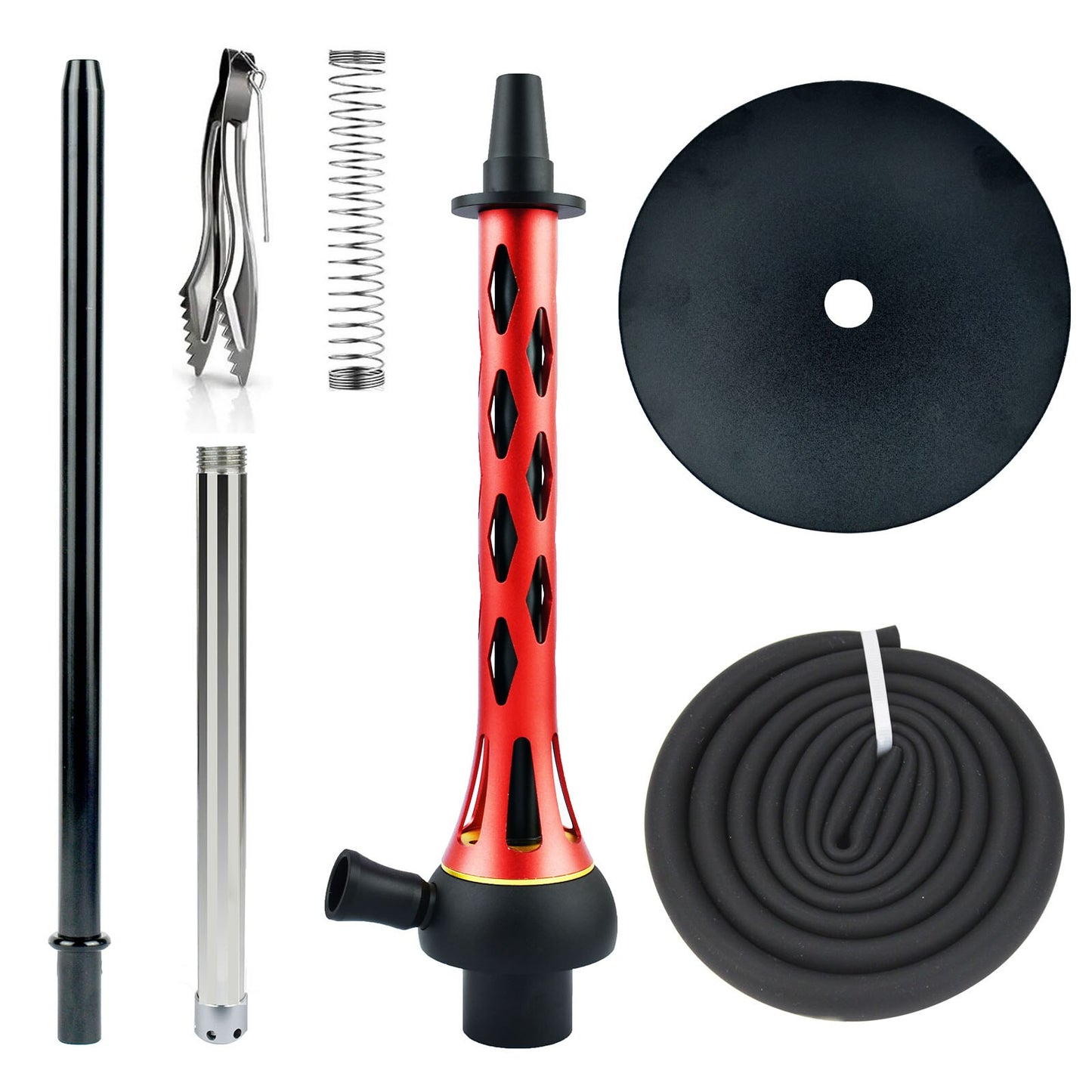 Shisha Hookah Set, Aluminum Hookah with Glass Base Hose for Water Pipe Arab smoke Bar KTV