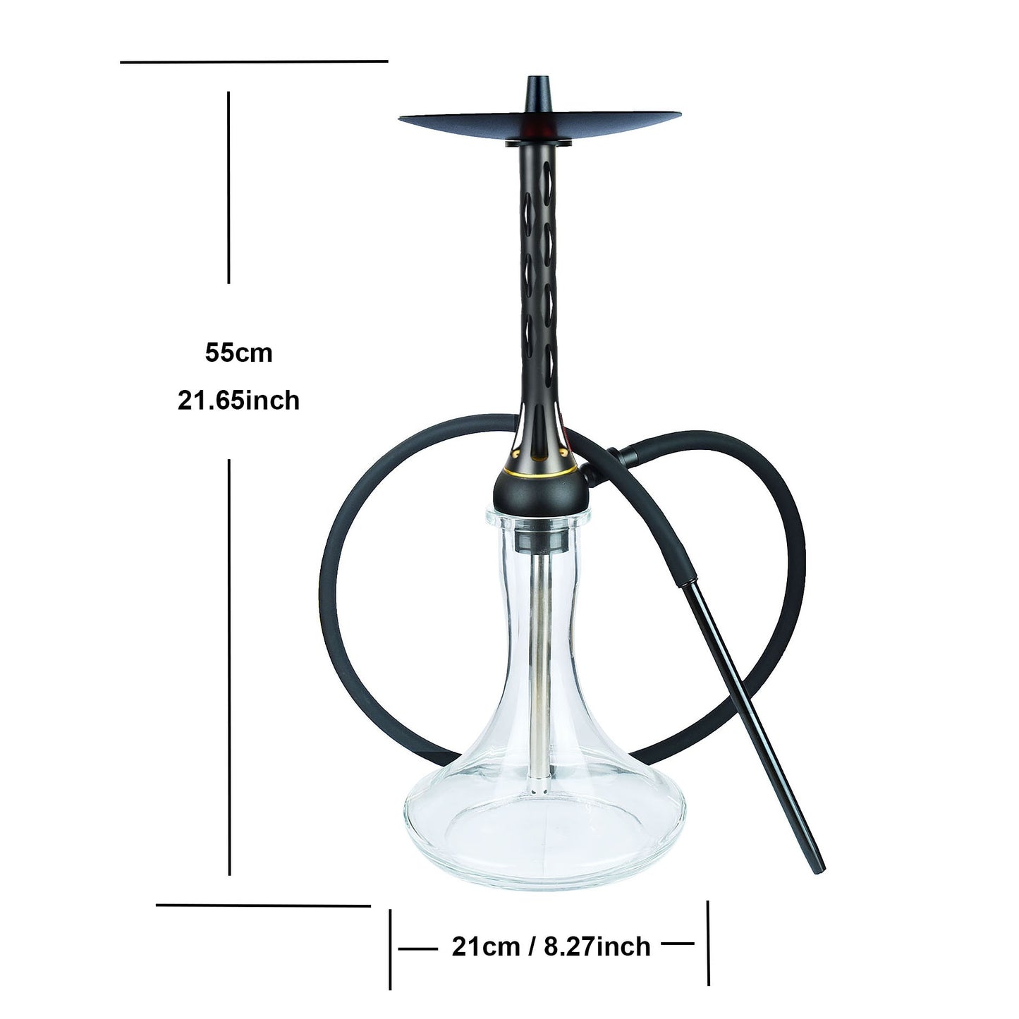 Shisha Hookah Set, Aluminum Hookah with Glass Base Hose for Water Pipe Arab smoke Bar KTV