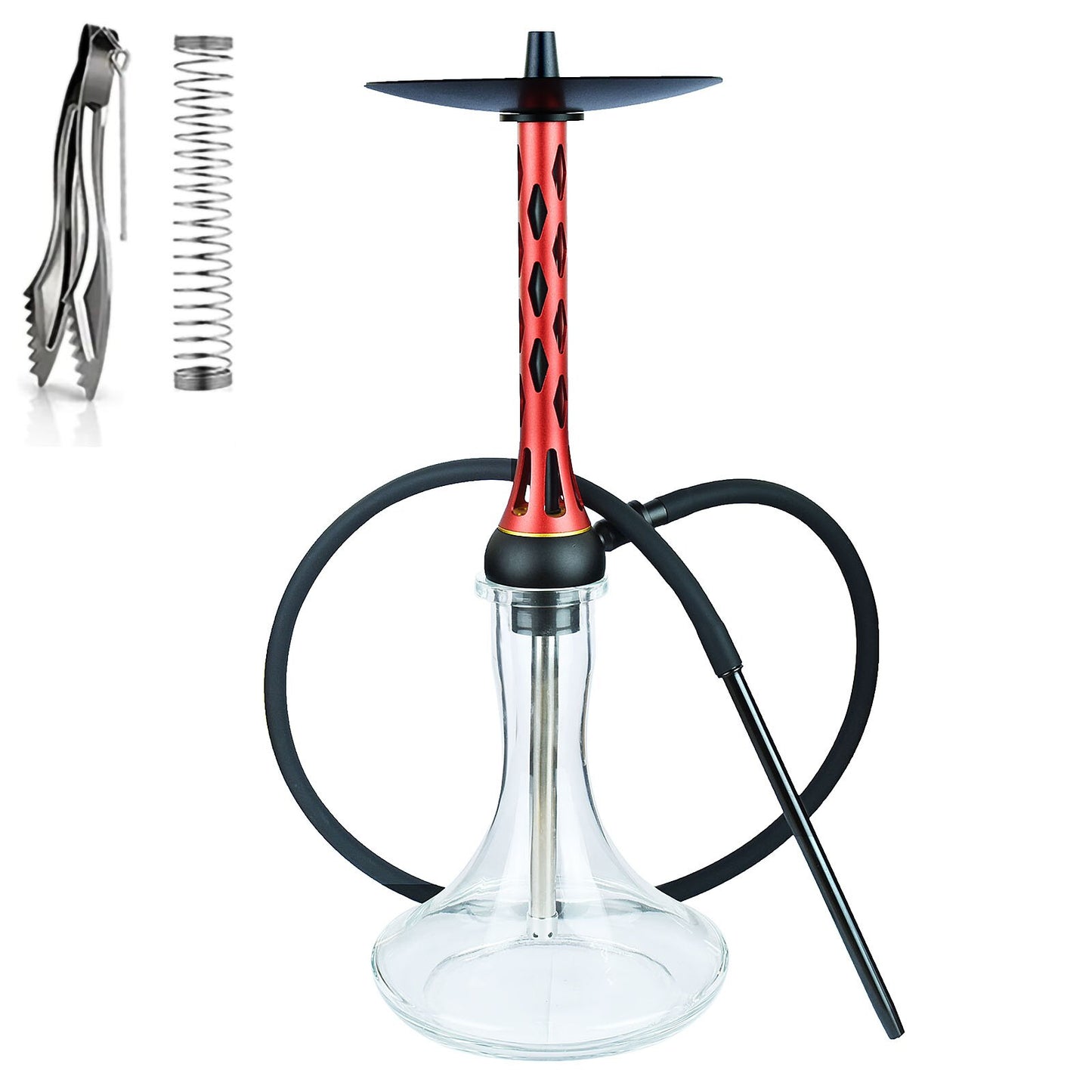 Shisha Hookah Set, Aluminum Hookah with Glass Base Hose for Water Pipe Arab smoke Bar KTV