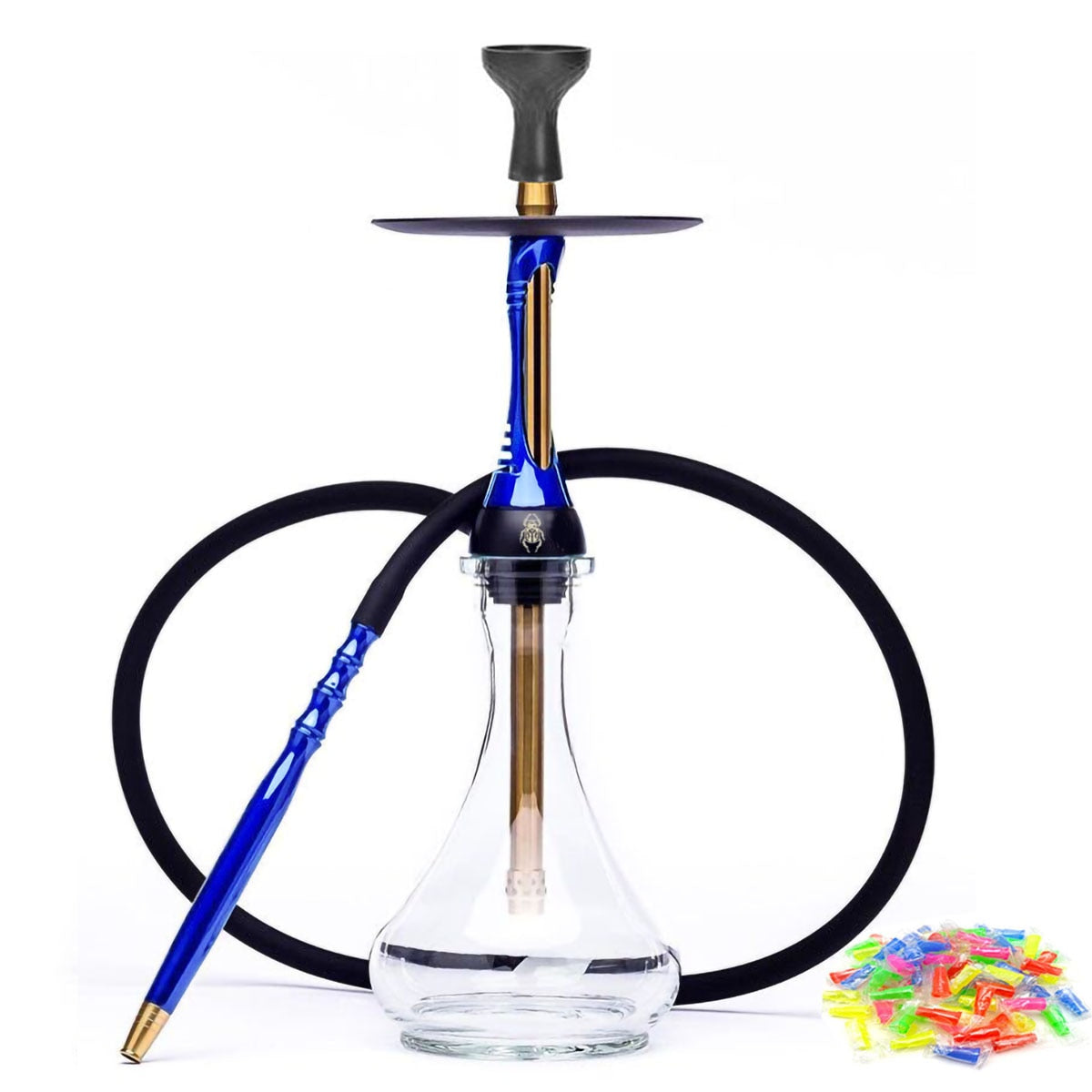 Hookah Set with Glass Base, Stainless Steel Shisha Narguile Nargile Chicha Shesha Cachimba Tabacco Pipe Smoking Accessories