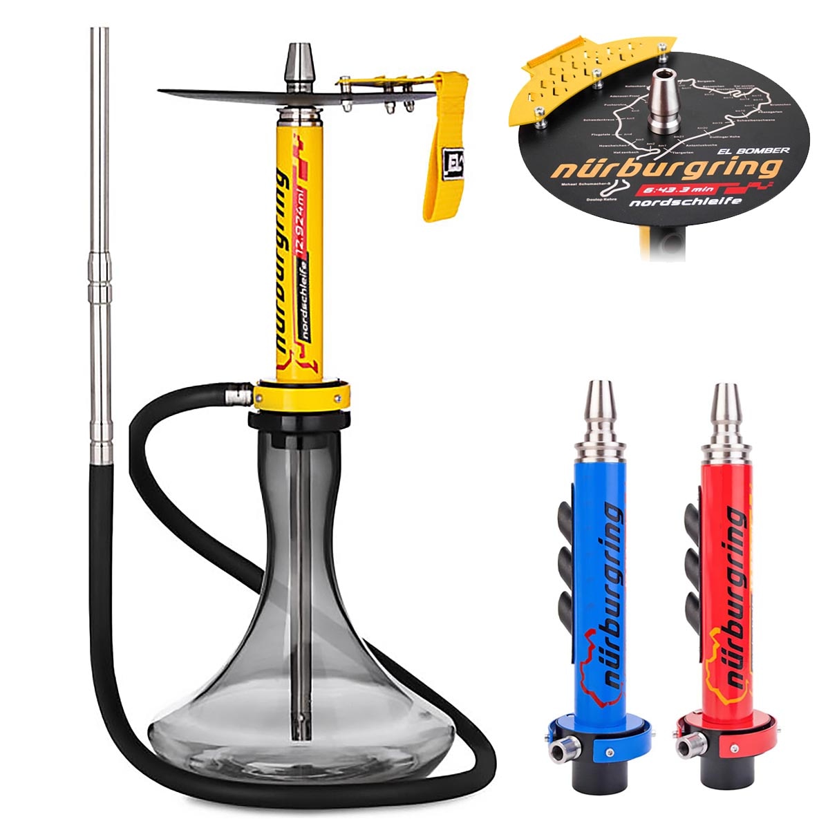 Luxury Stainless Steel hookah Set Gift Packing European Style Race Shisha Nargile Cachimba NURBURGRING Hookah